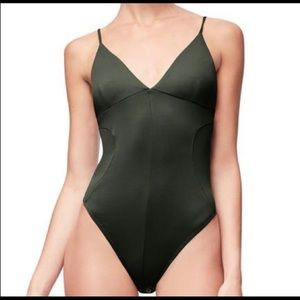 Green not so basic camisole bodysuit